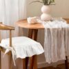 4 Pcs Ruffle Chair Cushions Cover 17.5''x17.5'' French Chair Pad Slipcover with Ties Ruffled Skirt Seat Cover Farmhouse Decor Covers Only, for Home Dining Kitchen Chairs Cushion