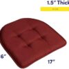 Sweet Home Collection Chair Cushion Memory Foam Pads Tufted Slip Non Skid Rubber Back U-Shaped 17" x 16" Seat Cover, 6 Pack, Wine Burgundy