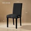 HOMYZOO Dining Chairs Set of 4, Upholstered Dining Room Chairs with Padded Seat & Solid Wood Legs, Modern Farmhouse Kitchen Chairs for Living Room/Restaurant/Cafe, Black
