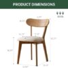 100% Solid Wood Upholstered Dining Chairs, Mid Century Modern Oak Dining Chairs with Curved Back Design with Butterfly Wing Shape for Kitchen, Dining Room, Restaurant (4PK, Log Color-Beige Cushion)