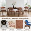 Dining Chairs Set of 4 Mid Century Modern Chenille Fabric Upholstered Kitchen Chairs Wooden Dining Room Chair with Walnut Legs for Kitchen Dining Room Restaurant, Caramel Brown with Sparkle-Only Chair