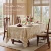 Designer Linen Tablecloth Rectangular, 63" x 91", Dahlia