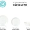 Martha Stewart Opalton 18-Piece Dinnerware Set – Chip and Break Resistant Opal Glass Plates and Bowls, Lightweight White Dinner Set for 6, Microwave and Dishwasher Safe