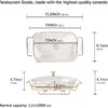 13" x 9" Ceramic Casserole Dish with Glass Lid and rack, 2.2 Quart Serving Soup Tureen,Chafing Dish for Buffet, Family Food preserve Tray, Catering Casserole for Party Style