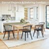 LUE BONA Black Dining Chairs Set of 4, Farmhouse Wood Dining Chairs with Semicircular Backrest, Spindle Dining Chair for Kitchen and Dining Room, 18 Inch