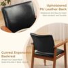 Mid-Century Modern Dining Chairs with Armrest Set of 1, PU Leather Upholstered Dining Room Chairs with Solid Wood Frame, Walnut Kitchen Armchairs for Kitchen Living Room Restaurant, Black