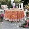 Block Print Round Tablecloth Bubblegum Pink 60 Inch 100% Cotton