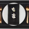 Signature Linen™ by D'Moksha, 100% Pure Linen Black Placemats 14 x 19 Inch