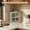 A space-saving corner bread box styled on a kitchen counter to maximize workspace efficiency.