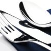Elegant Stilloye 60 piece cutlery set featuring contemporary square edge handles.