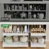 Side profile of the 21-inch deep expandable pull out cabinet organizer featuring heavy-duty construction