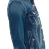 Profile view showing the curved back yoke detailing on the versatile Liverpool denim jacket.