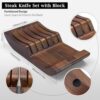 The matching custom knife block safely storing the 6-piece serrated steak knife set