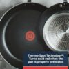 Top-down view of the 3-piece T-Fal nonstick fry pan set with ergonomic handles for secure gripping.