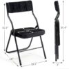 The sturdy steel frame and cross-support structure of the HOMEFUN black padded folding dining chairs.