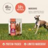 Detailed shot of grain-free salmon jerky dog treats containing balanced Omega-3 and Omega-6.