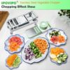 Safety-focused design showing the IPOVIPO veggie cutter hand guard protecting fingers during use.