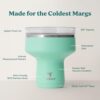 Side profile of the stainless steel Saltini tumbler featuring its tapered base design