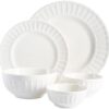 Gibson Porcelain Dinnerware Set for 8: Durable White Dining