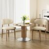 Wooden Dining Chairs Set of 6,Farmhouse Kitchen Chairs with Curved Back,Modern Fabric Upholstered Chairs for Dining Room,Beige