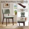 Mid Century Modern Dining Chairs Set of 6, Upholstered Dining Chair with Curved Back, Armless Fabric Kitchen Chair with Solid Wood Legs for Living Room, Kitchen,Light Green