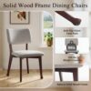 Mid Century Modern Dining Chairs Set of 6, Upholstered Dining Chair with Curved Back, Armless Fabric Kitchen Chair with Solid Wood Legs for Living Room, Kitchen, Light Grey