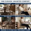 Premium Memory Foam Chair Cushions Set of 4 for Dining Chairs, Ergonomic Seat Cushions with 3D Jacquard Washable Cover, Non-Slip D-Shaped Kitchen Chair Pads with Ties, 16"×16"×1.8" (4, Light Grey)