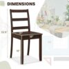 Walnut Wood Dining Chairs Set of 4, Armless Kitchen Chairs with Solid Rubber Wood Legs, Non-Slip Foot Pads, Max Load 400 Lbs, Farmhouse Seat High Ladder Back Dining Room Chairs