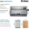 Heavy-duty stainless steel protective bottom grid inside the 32 inch undermount workstation sink.
