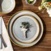 Ceramic Dinnerware Set for 8, 24-Piece Plates and Bowls Set