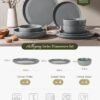 Famiware Milkyway 12-Piece Stoneware Dinnerware Set, Dark Gray