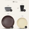 Quatish 32 Piece Plates and Bowl Set for 8, Dinnerware Dish Set for Kitchen