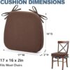 Dining Chair Cushions Set of 4, Non-Slip Kitchen Chair Cushions with Detachable Straps and Machine Washable Cover, 4 Pack, 17x16x2in, Brown