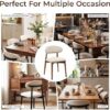 Farmhouse Dining Chairs Set of 8, Mid Century Modern Wooden Velvet Fabric Upholstered Kitchen Chairs with Curve Back, Dining Room Chairs for Living Room Restaurant Cafe with Brown Legs, Warm Gray