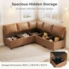 Breakfast Nook Bench with Storage, Brown, 5 Seat (1 Corner)