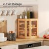 HOOBRO Bread Box, Bamboo Bread Box for Kitchen Countertop, 2-Tier Corner Bread Box, Large Capacity Bread Bin, Food Storage Box, Bread Storage Container for Kitchen, Dining Room, Natural YL12MB01