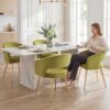 Green Velvet Set of 4 Modern Kitchen Dining Chairs Gold Legs