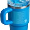 The Stanley flip straw tumbler base design fits perfectly into most car cup holders for commutes.