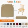 downluxe Chair Cushions for Dining Chairs, Memory Foam Linen Kitchen Chair Pads with Ties, Waterproof, Stain-Resistant and Washable Cover, 17" x 16" x 2.5", Khaki, 4 Pack