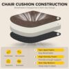 downluxe Indoor Chair Cushions for Dining Chairs, Soft and Comfortable Textured Foam Kitchen Chair Pads with Ties and Non-Slip Backing, 16" x 16" x 2", Brown, 6 Pack