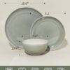 The complete 18 piece stoneware dinnerware set featuring matching plates and bowls in a modern kitchen setting.