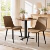 Modern Dining Chairs Set of 4, PU Leather Dining Room Chairs, Upholstered Kitchen Chairs with Ergonomic Backrest & Sturdy Metal Legs, Perfect for Dining Room, Living Room, Brown