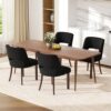 Dining Chairs Set of 4,Modern Dining Room Chairs with Thick Cushions,Linen Upholstered Kitchen Dining Chairs with Wood Legs for Kitchen Dining Room Living Room,Black