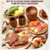 12 Pcs Acacia Wood Dinnerware Set for 4