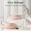 Multi-functional light pink Chef Power pots and pans used directly as elegant tableware.