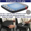 BUYUE 14" Metal Chair Cushions with Magnetic Set of 4, Luxury PU Leather Waterproof Anti-Slip Seat Pads for Kitchen Cafe Dining Bistro Stackable Chairs (U-Shape, Black, 4)