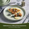 Famiware Star Stoneware Dinnerware Set, Reactive Glaze Plates & Bowls for 4