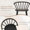 LUE BONA Black Dining Chairs Set of 4, Farmhouse Wood Dining Chairs with Semicircular Backrest, Spindle Dining Chair for Kitchen and Dining Room, 18 Inch