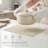 Romanstile Faux Leather Vinyl Placemats Set of 4, Beige