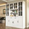 MU Kitchen Storage Cabinet with Glass Doors, Large China Hutch with 2 Drawers & 5 Adjustable Shelves, Kitchen Pantry Hutch for Home Office, Living Room, White (15.8" D x 63" W x 70.9H)